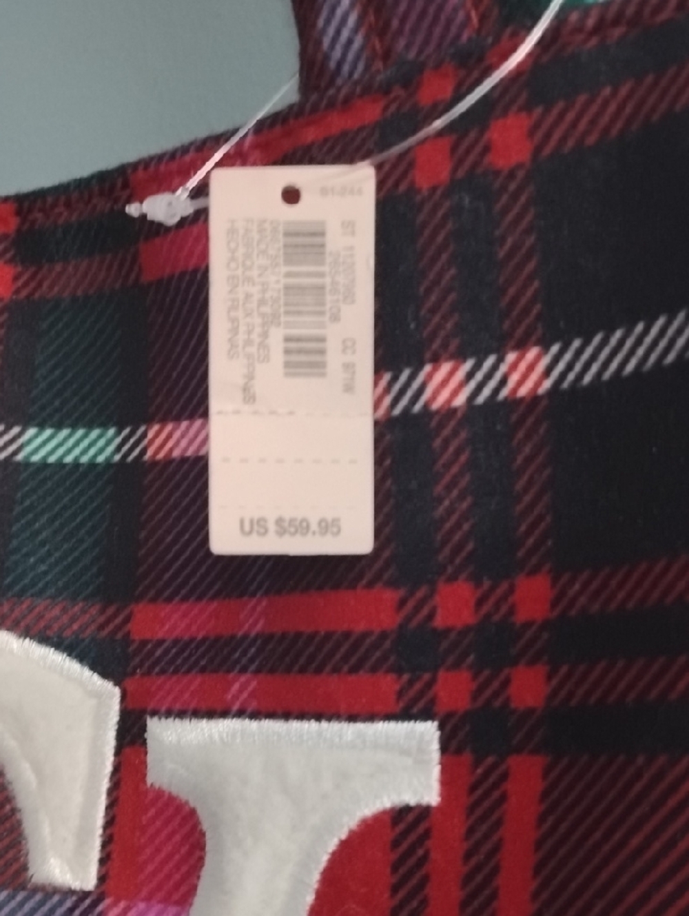 NWT 🌹Victoria Secret Plaid Red Tote with White Shearling Trim and Monogram - Picture 3 of 5